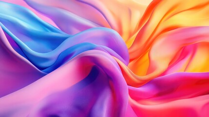 Vibrant 3D background with flowing fabric and bright colors, lively textile design