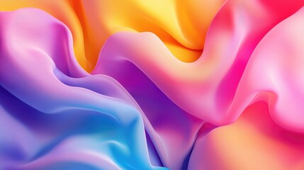 Obraz premium Vibrant 3D background with flowing fabric and bright colors, lively textile design