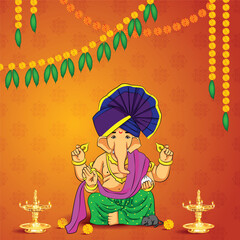 illustration of Lord Ganpati background/banner for Ganesh Chaturthi