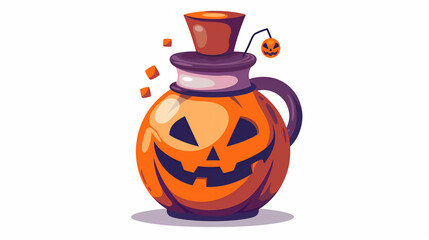 Halloween-themed pumpkin spice oil bottle surrounded by decorative pumpkins, capturing the essence of the festive season.