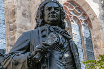 Statue von J. S. Bach in Leipzig Sachsen Deutschland