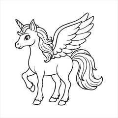 black and white unicorn with wings