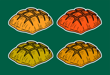 Toast Bread Doodle Sticker Illustration