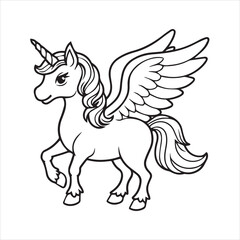 Fototapeta premium black and white unicorn with wings