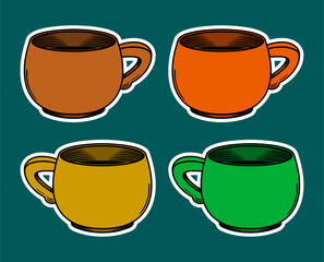 Coffee Cup Doodle Sticker Illustration