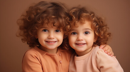 two child friends smiling, advertising photography