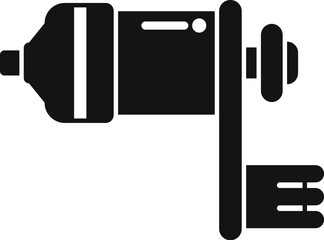 Black glyph icon for tattoo machine, professional tool for applying permanent ink designs to skin