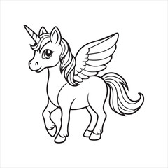 Fototapeta premium black and white unicorn with wings