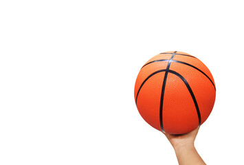 Athlete shooting a basketball  isolated on white background.