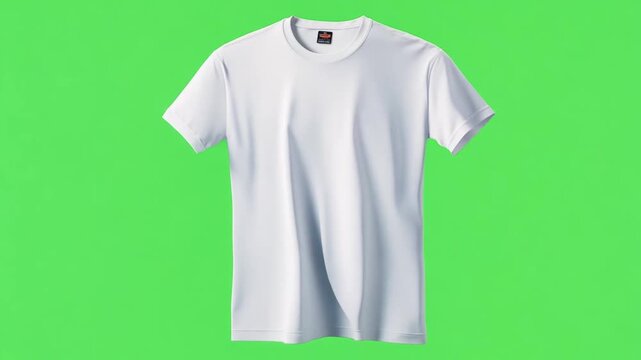 A clean, white t-shirt floats against a vibrant green screen, symbolizing simplicity and versatility.