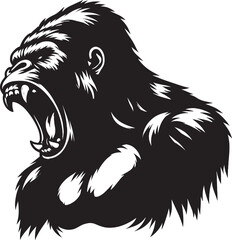 Angry Gorilla Silhouette isolated on white background Minimalist gorilla vector shape © Md Hasan