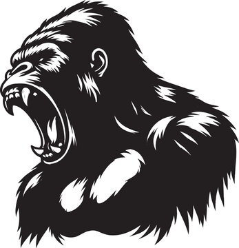 Angry Gorilla Silhouette isolated on white background Minimalist gorilla vector shape