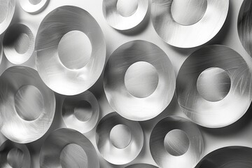 Abstract Circular Pattern of Silver Discs