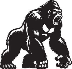 Angry Gorilla Silhouette isolated on white background Minimalist gorilla vector shape