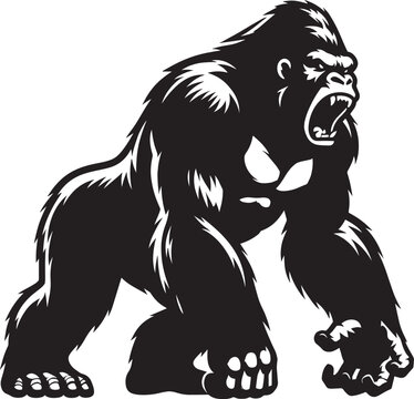 Angry Gorilla Silhouette isolated on white background Minimalist gorilla vector shape