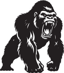 Angry Gorilla Silhouette isolated on white background Minimalist gorilla vector shape