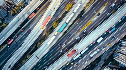 The photo shows a birdsKan Kan Kan Kan eye view of a complex highway interchange