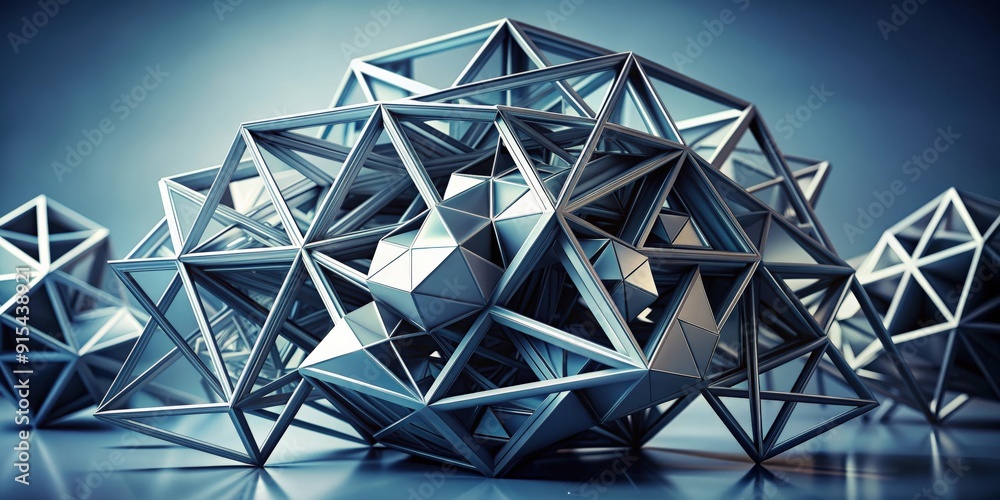 Poster abstract monochromatic structure made of geometric shapes with depth , geometric, abstract, monochro