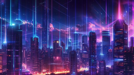 Fototapeta premium buildingdigitaltechnology, yellowwavestechnology. 5Gnetworktechnology, 