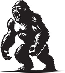 Angry Gorilla Silhouette isolated on white background Minimalist gorilla vector shape
