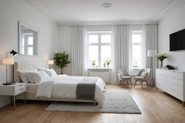 Fototapeta premium Interior of a white bedroom