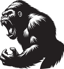 Angry Gorilla Silhouette isolated on white background Minimalist gorilla vector shape