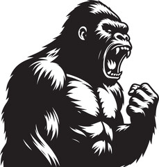 Angry Gorilla Silhouette isolated on white background Minimalist gorilla vector shape