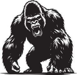 Angry Gorilla Silhouette isolated on white background Minimalist gorilla vector shape