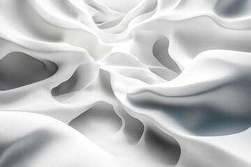 Obraz premium Abstract White Fabric Swirls: A mesmerizing, ethereal image of flowing white fabric, creating a captivating abstract design with intricate folds and shadows. The soft, undulating texture and gentle l