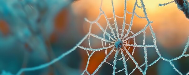 Frozen Spiderweb in the Morning Light - A Photo