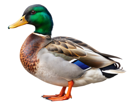 mallard duck isolated on white background. AI GENERATED