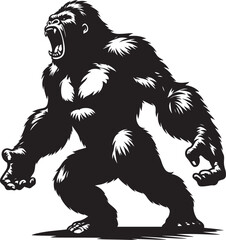 Angry Gorilla Silhouette isolated on white background Minimalist gorilla vector shape © Md Hasan