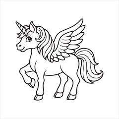 Fototapeta premium black and white unicorn with wings