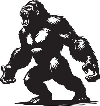 Angry Gorilla Silhouette isolated on white background Minimalist gorilla vector shape