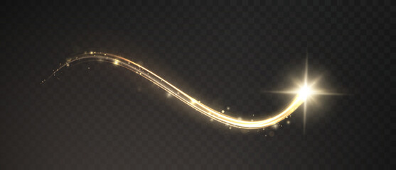 Gold curved light line, rope, tape. Smooth festive gold line png with light effects. Light golden Twirl png. Curve light effect of golden line. Luminous golden spiral png.   © Виктория Проскурина