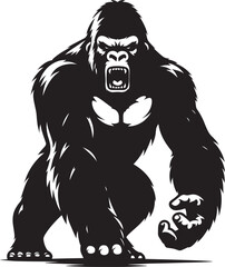 Angry Gorilla Silhouette isolated on white background Minimalist gorilla vector shape
