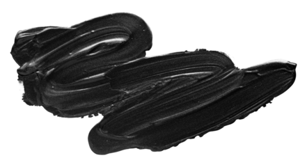 Shiny black brush stroke isolated on transparent background