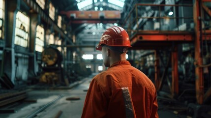 Fototapeta premium Factory worker is indoors 