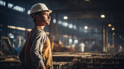 Fototapeta premium Factory worker is indoors 