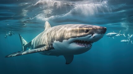 Naklejka premium Sharks in the ocean,Great White Sharks