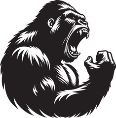 Angry Gorilla Silhouette isolated on white background Minimalist gorilla vector shape © Md Hasan