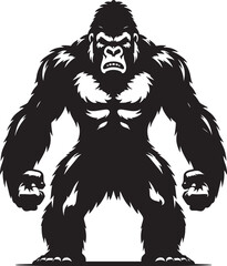 Angry Gorilla Silhouette isolated on white background Minimalist gorilla vector shape