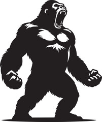 Angry Gorilla Silhouette isolated on white background Minimalist gorilla vector shape © Md Hasan