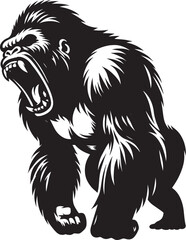 Angry Gorilla Silhouette isolated on white background Minimalist gorilla vector shape