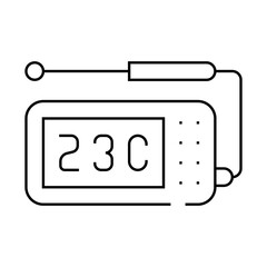 thermometer with probe measuring equipment line icon vector. thermometer with probe measuring equipment sign. isolated contour symbol black illustration