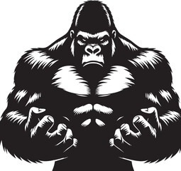 Angry Gorilla Silhouette isolated on white background Minimalist gorilla vector shape © Md Hasan