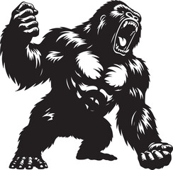 Angry Gorilla Silhouette isolated on white background Minimalist gorilla vector shape © Md Hasan