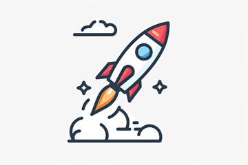 A minimal rocket icon taking off, symbolizing a business startup launch