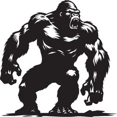 Angry Gorilla Silhouette isolated on white background Minimalist gorilla vector shape