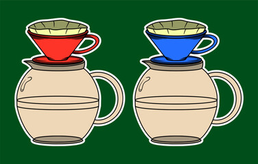 Coffee Teapot Doodle Sticker Illustration